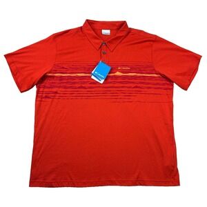 Columbia Shirt Mens 2xl Golf Polo Cane Canyon 100% Cotton Orange Outdoor Classic
